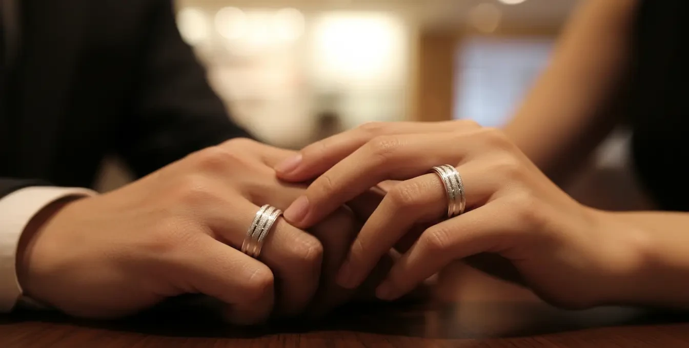 Vista de Dúo de argollas planas modernas