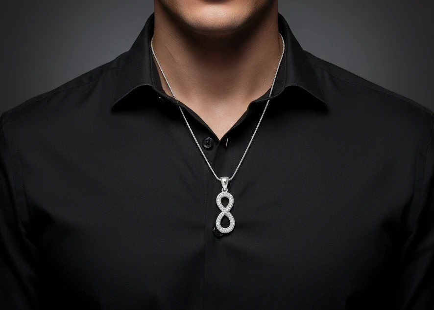 Vista de Cadena tipo Box con colgante infinito