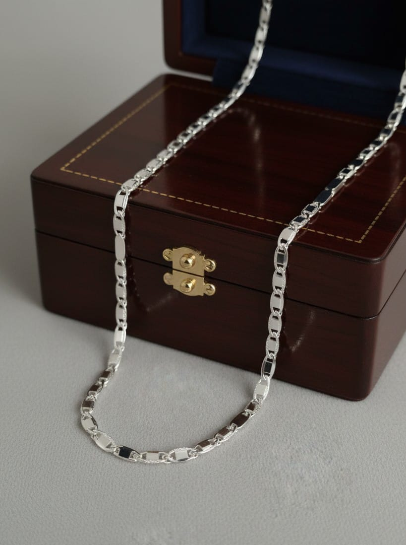 Cadena tipo Valentino en Plata