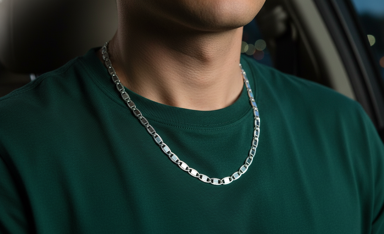 Vista de Cadena tipo Valentino en Plata