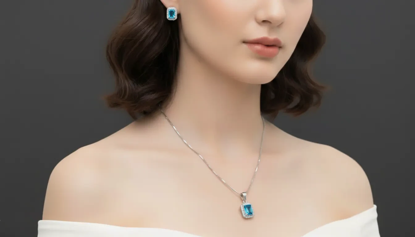 Vista de Set: Cadena y aretes Zirconia Halo