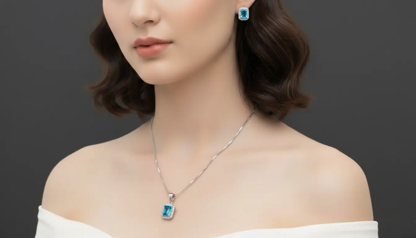 Vista de Set: Cadena y aretes Zirconia Halo